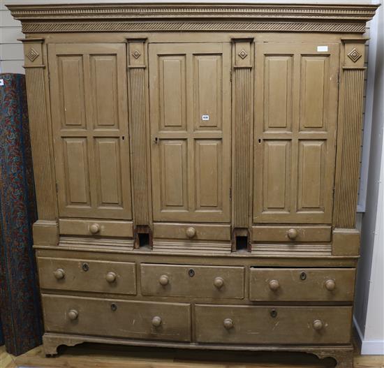 George IV painted pine housekeepers cupboard 180cm